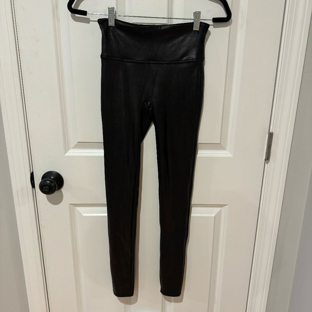 Spanx‎ Black Faux Leather Leggings - Size Small